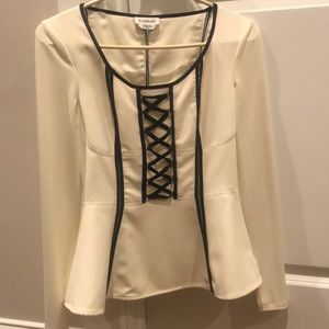 Bebe long sleeve peplum shirt; never worn